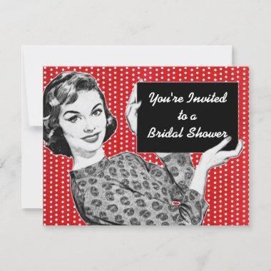 1950s Woman with a Sign Bridal Shower Invitations