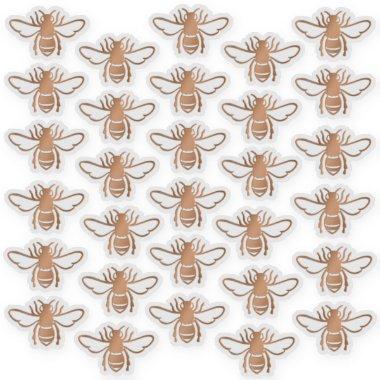 30 Embossed-style Metallic Copper Honeybees Sticker