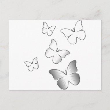 5 White Butterflies PostInvitations