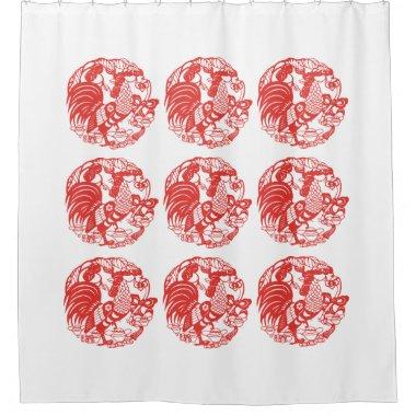 9 Roosters for Longevity Rooster Year 2017 ShowerC Shower Curtain