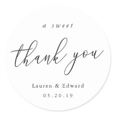 A Sweet Thank You Bridal Shower Wedding Favor Classic Round Sticker
