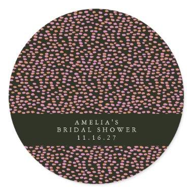 Abstract Black Pink Dot Glam Custom Bridal Shower Classic Round Sticker