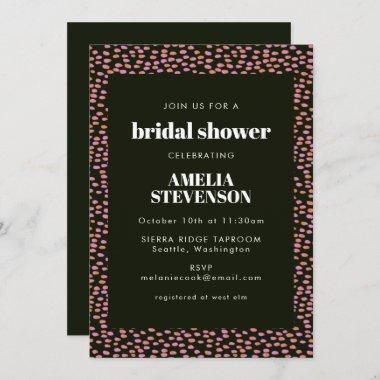Abstract Black Pink Dot Pattern Glam Bridal Shower Invitations