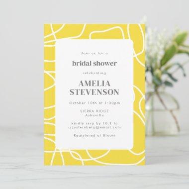 Abstract Modern Art Yellow Custom Bridal Shower Invitations