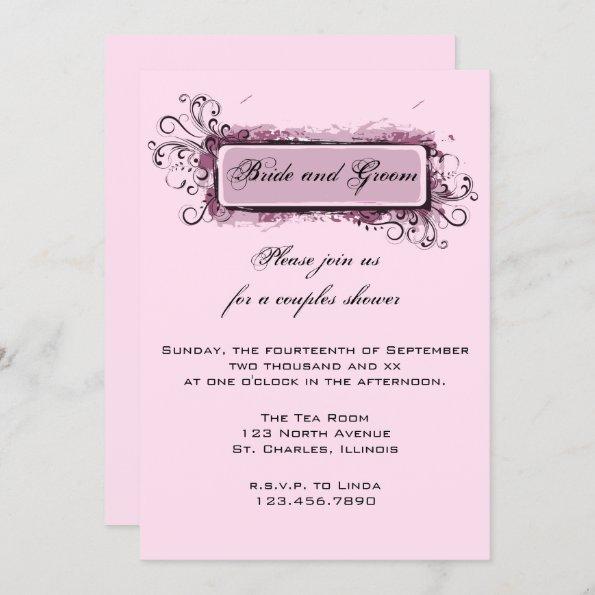 Abstract Pink Floral Couples Wedding Shower Invite
