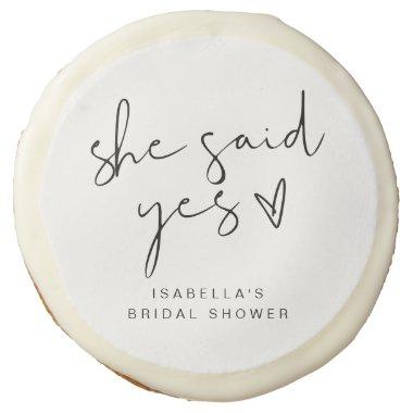ADELLA Modern Minimal She Said Yes Bridal Shower Sugar Cookie