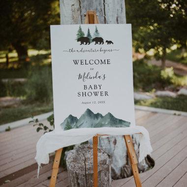 Adventure Begins Bear Baby Shower Welcome Poster