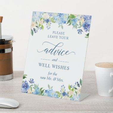 Advice and Well Wishes Blue Hydrangea Floral Pedestal Sign