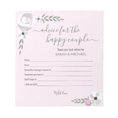 Advice for the happy couple flower bridal shower notepad