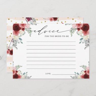 Advice The Bride To Be Red Wine Floral Enclosure Invitations