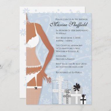 African American Lingerie Bridal Shower Platinum Invitations