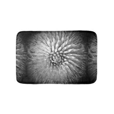 Agave Abstract Black and White Plush Bath Mat