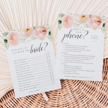 Airy Floral Double-Sided Bridal Shower Game Invitations