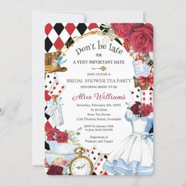 Alice in Wonderland Floral Bridal Shower Tea Party Invitations