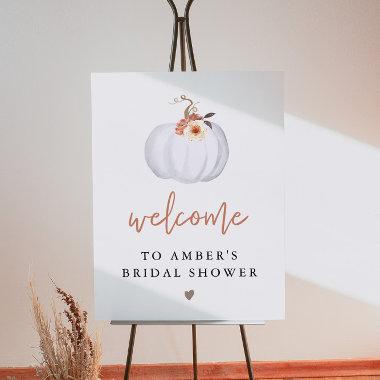 AMBER White Pumpkin Fall Bridal Shower Welcome Pos Foam Board