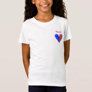 American flag heart customized flower girl shirt