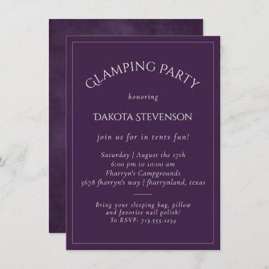 Amethyst Purple | Dark Watercolor Violet Glamping Invitations
