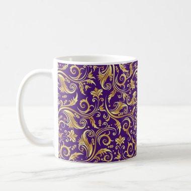 Amethyst Purple Golden Scrollwork Coffee Mug