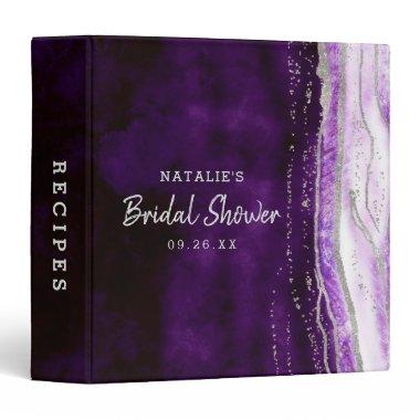 Amethyst Purple & Silver Bridal Shower Recipe Invitations 3 Ring Binder