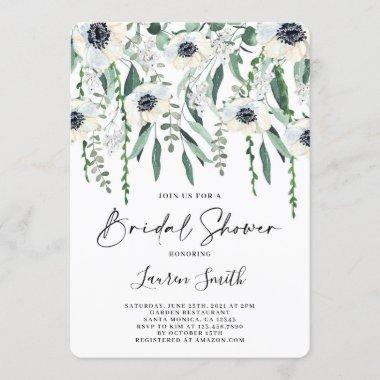 Anemone and greenery Bridal Shower Invitations