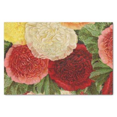 Antique Vintage Red White Pink Yellow Roses Tissue Paper