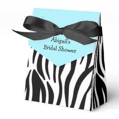 Aqua Blue Zebra Print Bridal Shower Personalized Favor Box
