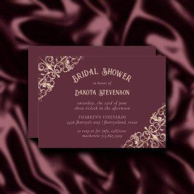 Art Deco Burgundy | Ornament Nouveau Bridal Shower Invitations