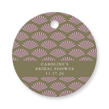 Art Deco Fans Olive and Lilac Bridal Shower Custom Favor Tags