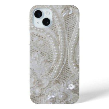 Art Deco Glamorous Vintage Fashion beige White iPhone 15 Plus Case