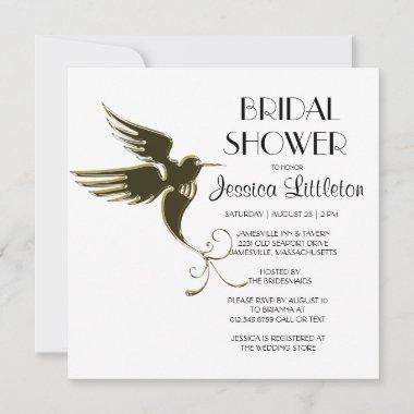 Art Deco Hummingbird Bridal Shower Invitations