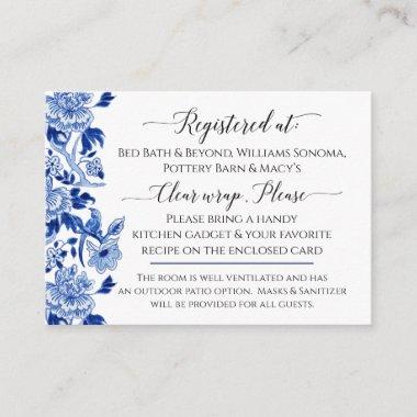 Asian Influence Blue White Floral Bridal Shower Enclosure Invitations