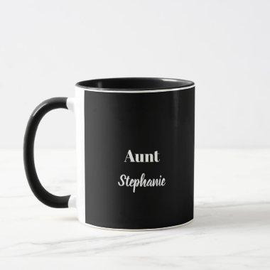 Aunt Custom Name Weddings Black White Simple Mug