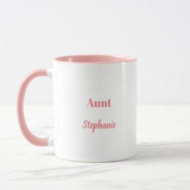 Aunt Custom Name Weddings Pink White Gift Mug