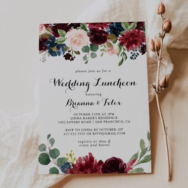 Autumn Calligraphy Wedding Luncheon Bridal Shower Invitations