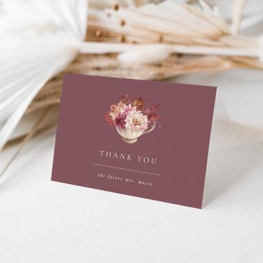 Autumn Floral Teacup Fall Bridal Shower Thank You Invitations
