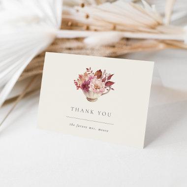 Autumn Floral Teacup Fall Bridal Shower Thank You Invitations