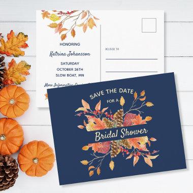 Autumn Leaves Save The Date Bridal Shower Invitation PostInvitations