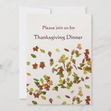 AUTUMN LEAVES Thanksgiving Dinner Party gold Invitations