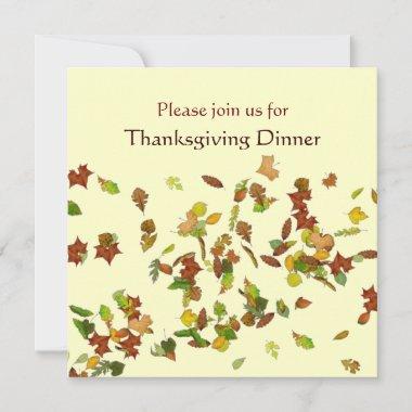 AUTUMN LEAVES Thanksgiving Dinner Party Invitations