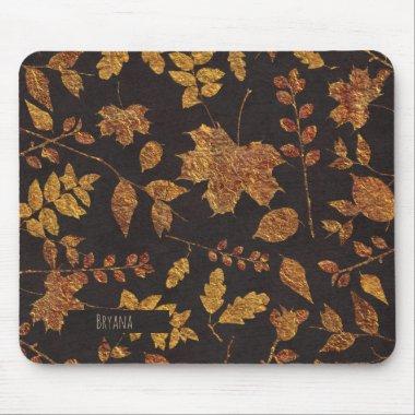 Autumn Rustic Golden Leaves Elegant Fall Mouse Pad