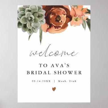AVA Boho Terracotta & Succulent Bridal Welcome Poster