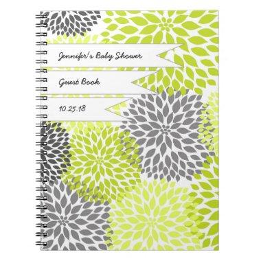 Baby Bridal Shower Guest Book chartreuse gray