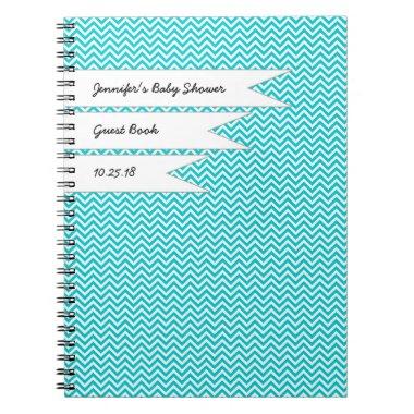 Baby Bridal Shower Guest Book Turquoise Chevron