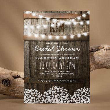 Baby's Breath Rustic Wood Bridal Shower Invitations