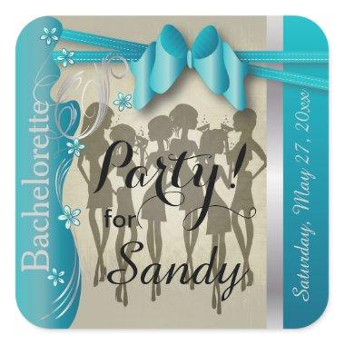 Bachelorette or Birthday Party Diva Girls - Blue Square Sticker
