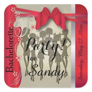 Bachelorette or Birthday Party Diva Girls - Red Square Sticker
