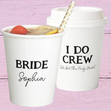 Bachelorette Party Bride To Be Name White Paper Cups