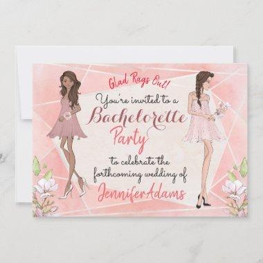 Bachelorette Party Glamourous Girls Peach Tones Invitations