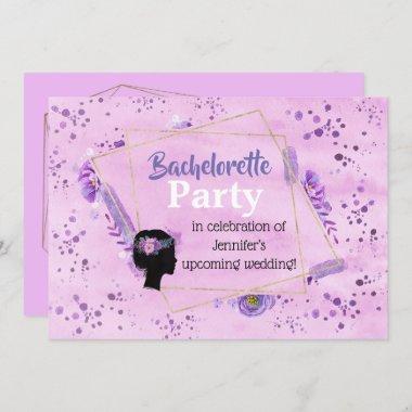 Bachelorette Party Head Silhouette Lilac Tones Invitations