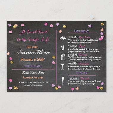 Bachelorette Party Itinerary Bridal Shower Invite